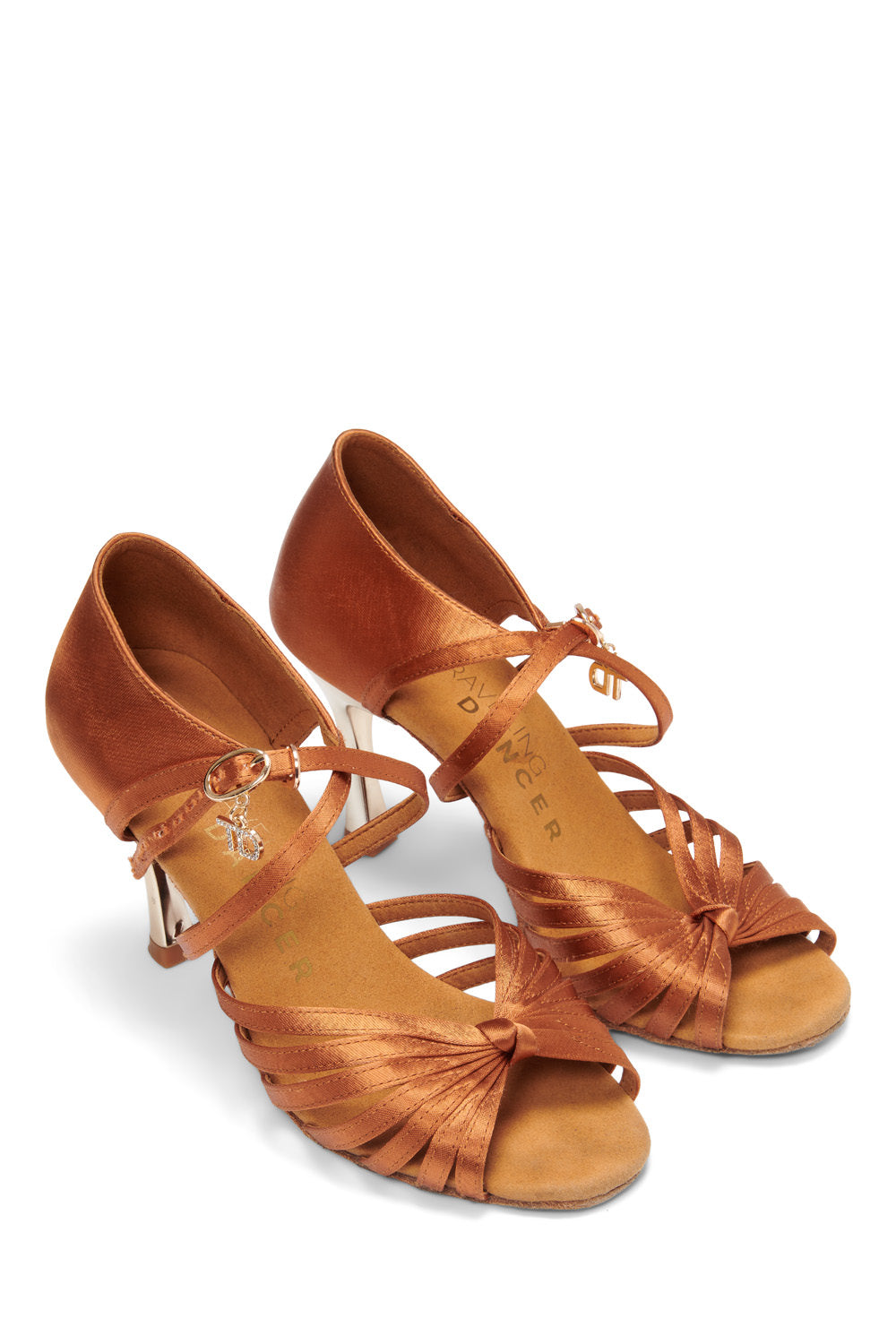 Ellie Latin Dance Heels in Brown with Golden Heel